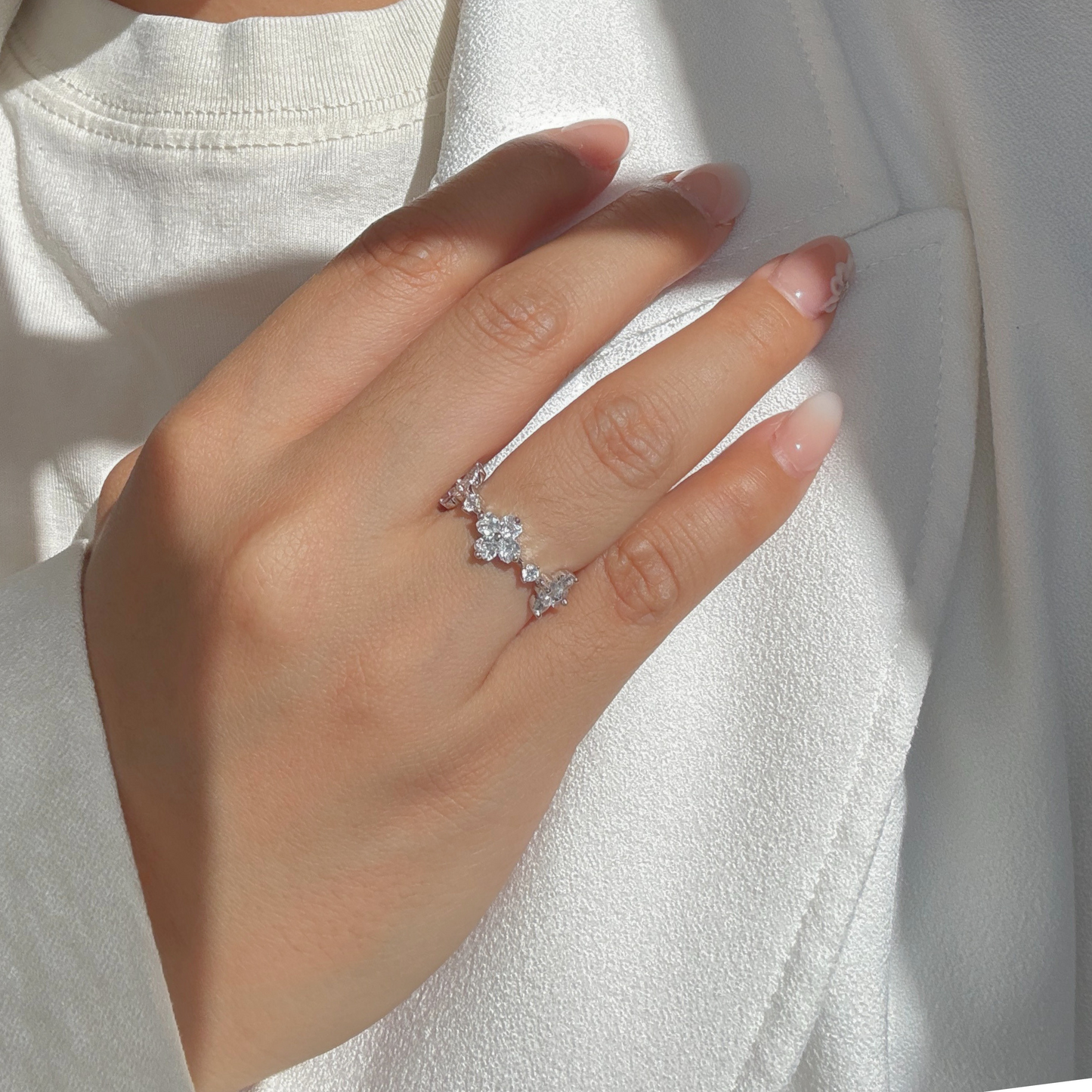 Havilah Blumen Kreuz Ring - Geonea
