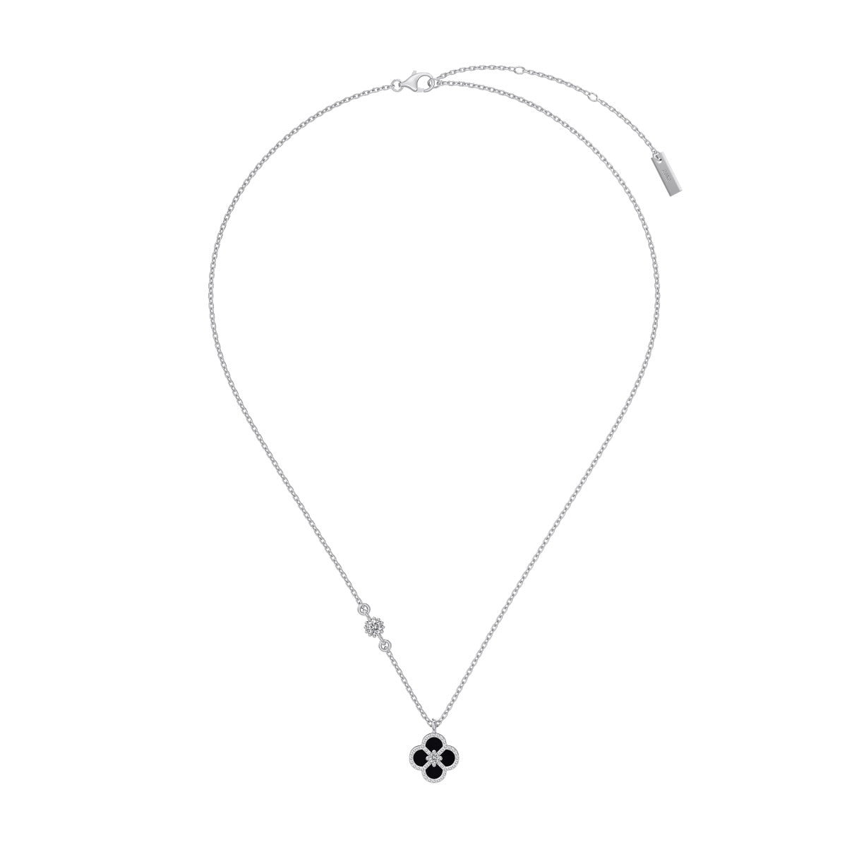 Vashti Halskette mit schwarzem Kleeblatt - Geonea