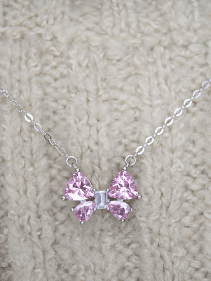 Chloe Rosa-Schleife Halskette - Geonea