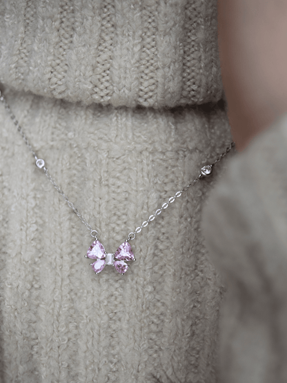 Chloe Rosa-Schleife Halskette - Geonea