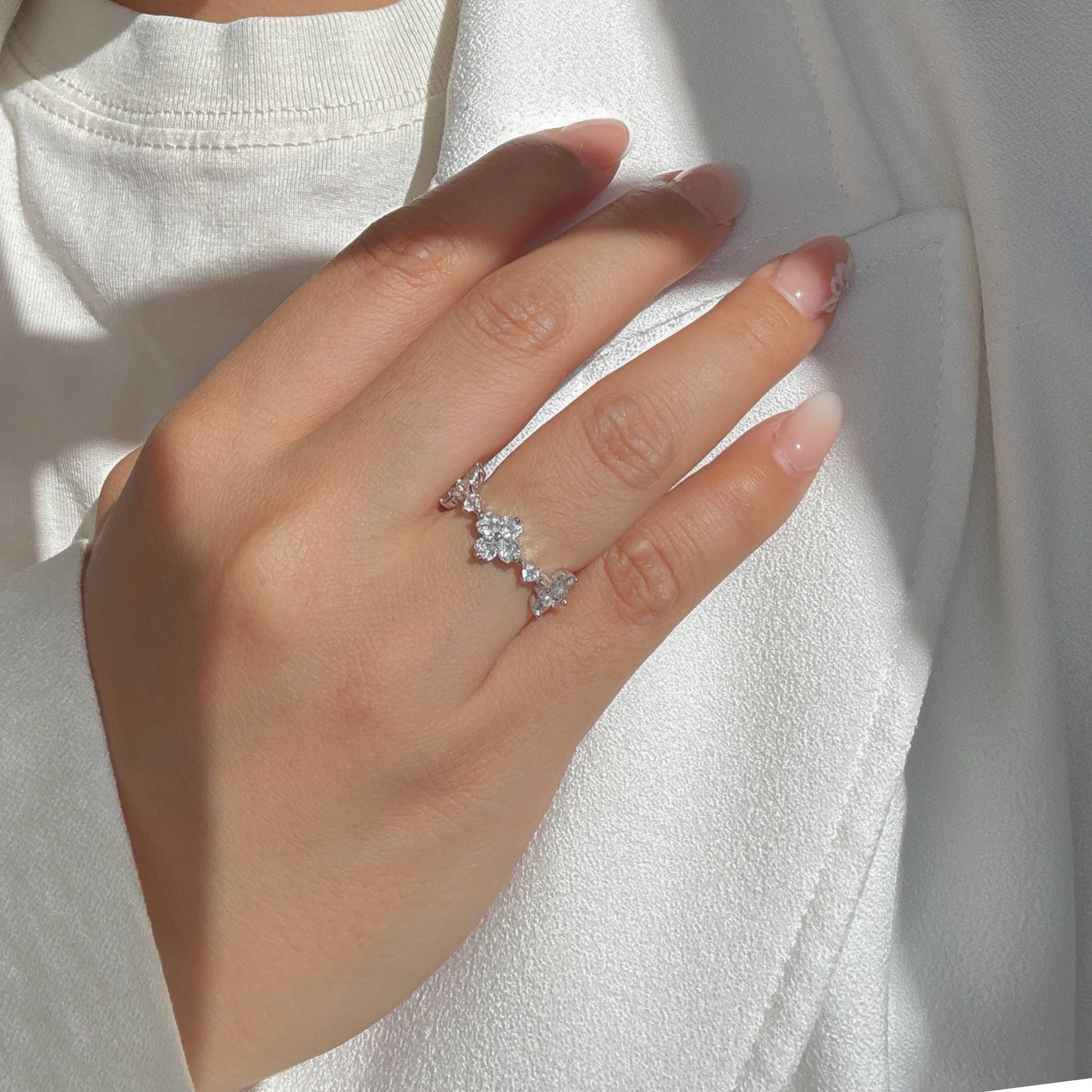 Havilah Blumen Kreuz Ring - Geonea