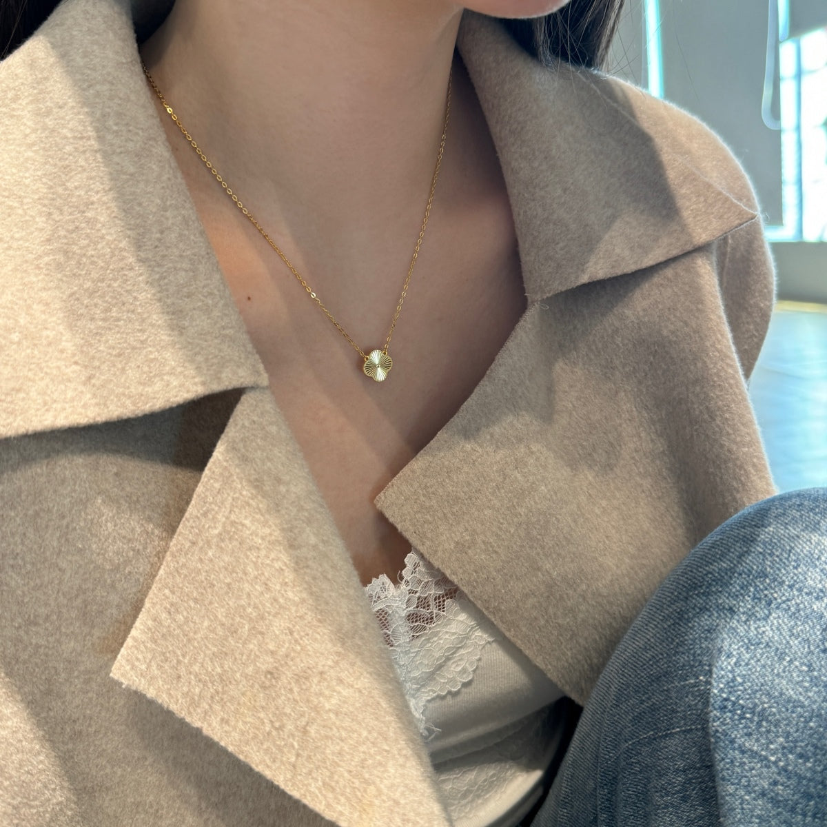 Kleeblatt Halskette -Rinah Gold