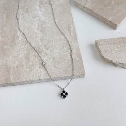 Vashti Black Clover Pendant Necklace
