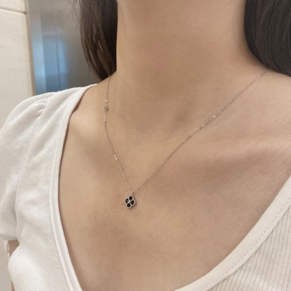 Vashti Black Clover Pendant Necklace