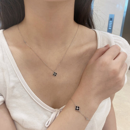 Vashti Black Clover Pendant Necklace