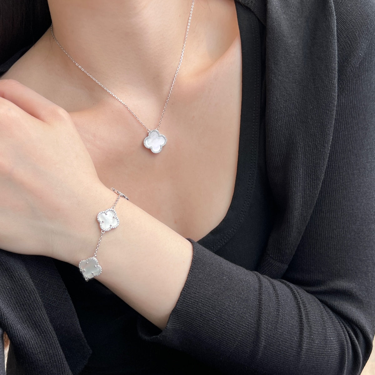 Kleeblatt Armband – Adira- Silber